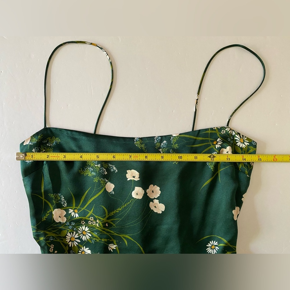 Reformation Frankie Silk Maxi Dress Size 2 Green Floral Sleeveless - Picture 8 of 12